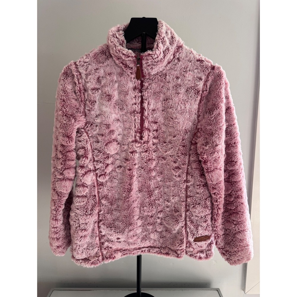 Simply Southern Womens Small Mauve Pink Faux Fur Sherpa Quarter Zip Pullover - Picture 2 of 7